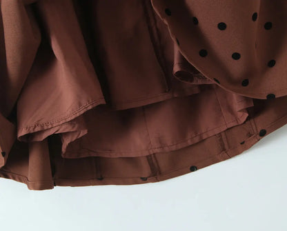 Coffee Polka Dot Halter Mini Dress