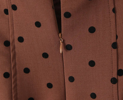 Coffee Polka Dot Halter Mini Dress