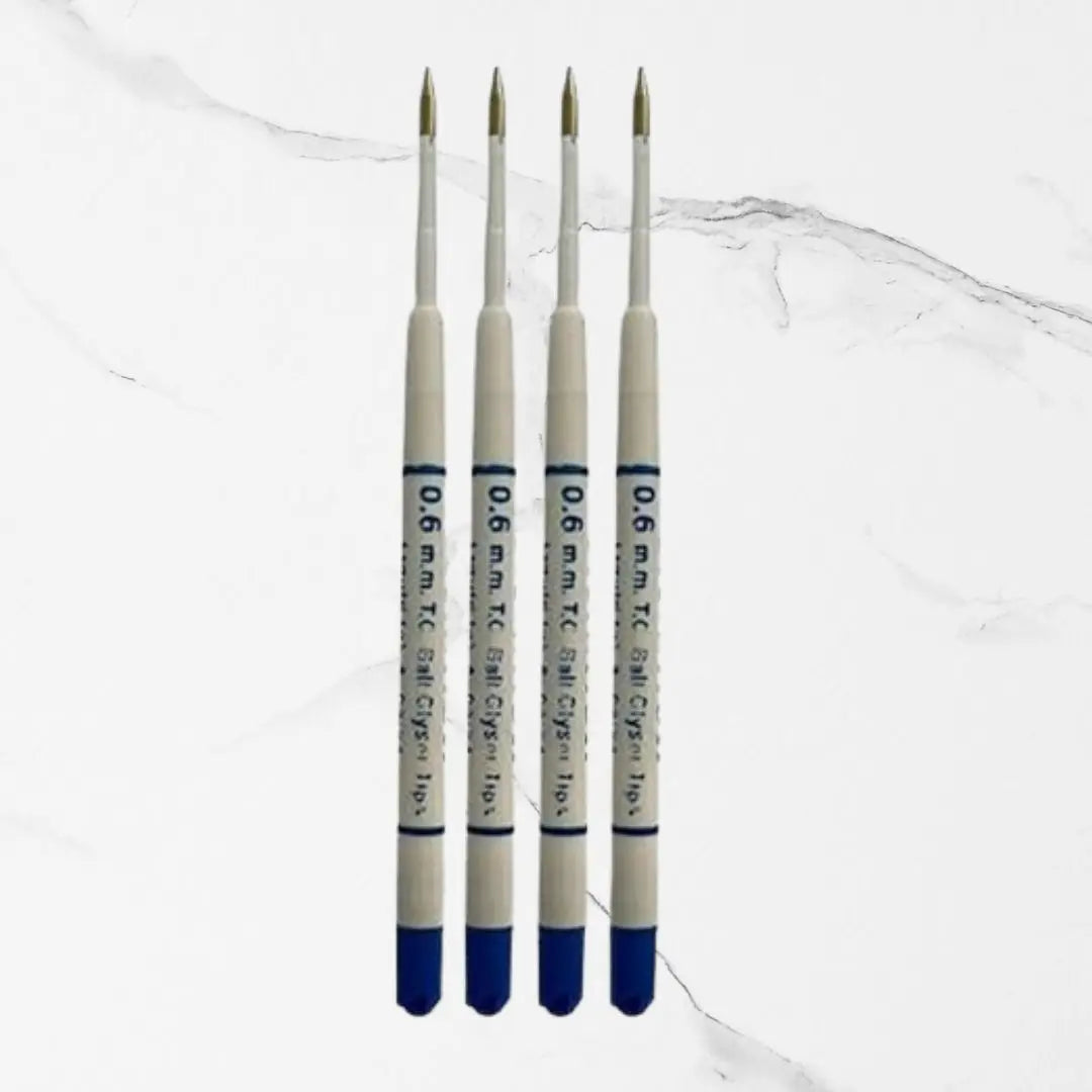 Set of 4 Plastic Jotter Refills Blue Ink | 0.6mm Fine Point | Smooth Writing | Compatible Ball Pen Refills