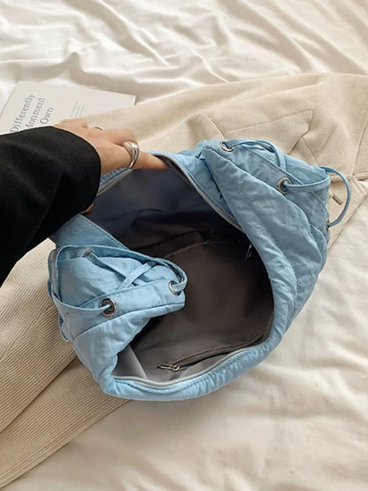 Bolso bandolera de poliéster con cordones