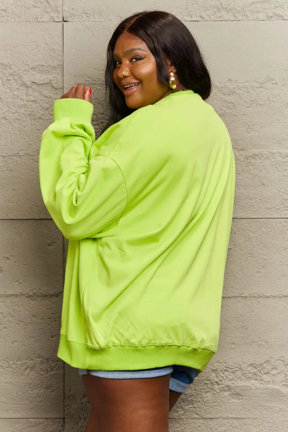 Sudadera de manga larga y cuello redondo de talla grande