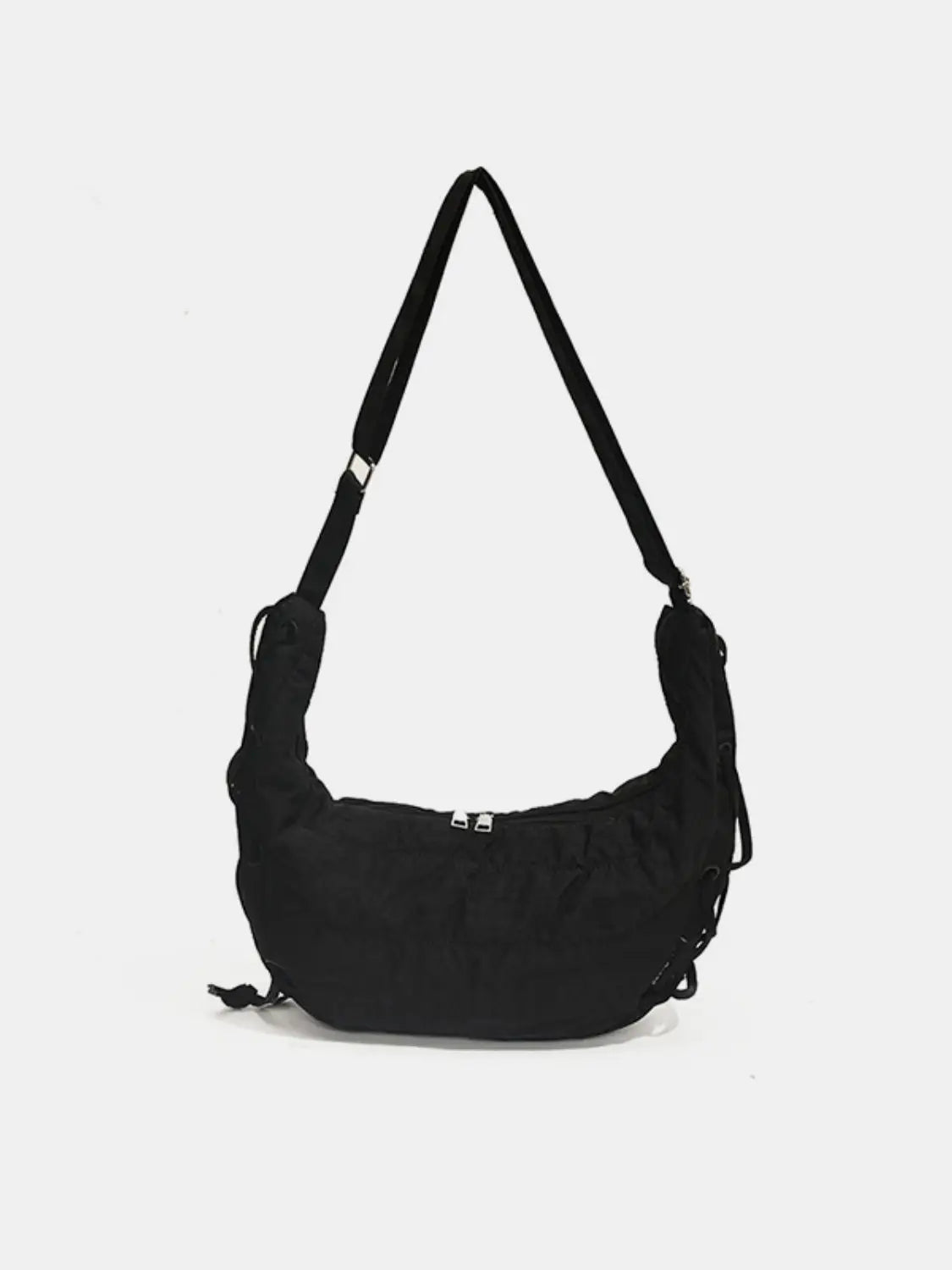 Bolso bandolera de poliéster con cordones