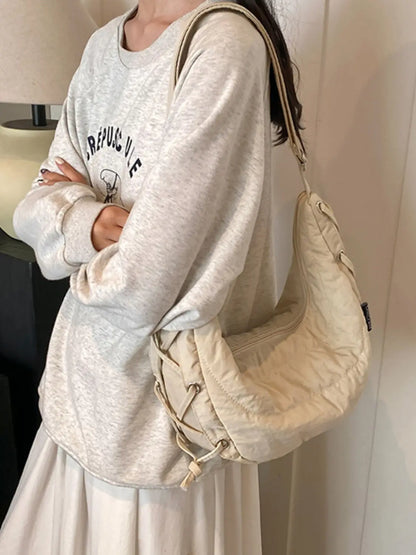 Bolso bandolera de poliéster con cordones