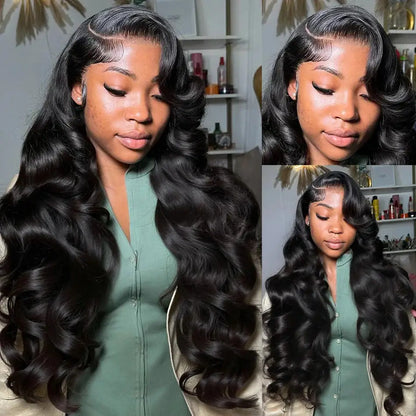 100% Human Hair Brazilian 30 40 Inch Body Wave 13x4 HD Transparent Lace Front Wig black 13x6 Lace Frontal Wigs Pre Plucked