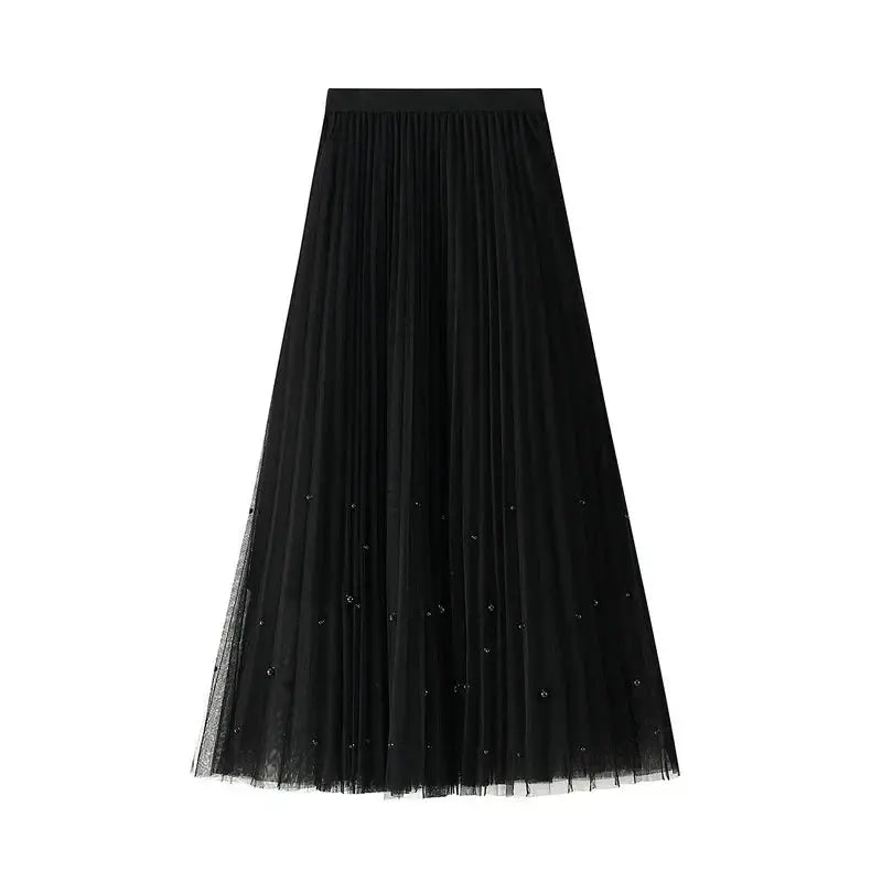Orly Black Satin Maxi 36" Skirt