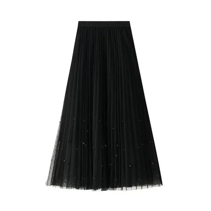 Orly Black Satin Maxi 36" Skirt