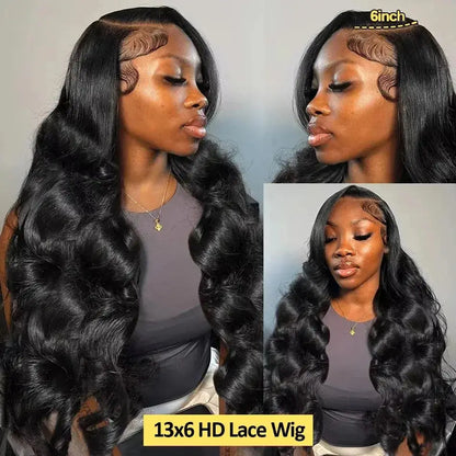 100% Human Hair Brazilian 30 40 Inch Body Wave 13x4 HD Transparent Lace Front Wig black 13x6 Lace Frontal Wigs Pre Plucked
