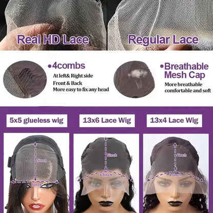 100% Human Hair Brazilian 30 40 Inch Body Wave 13x4 HD Transparent Lace Front Wig black 13x6 Lace Frontal Wigs Pre Plucked