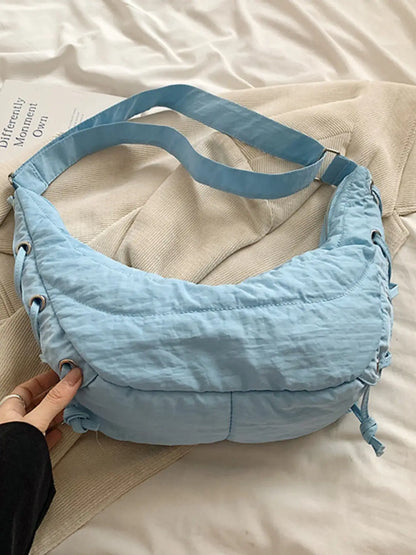 Bolso bandolera de poliéster con cordones