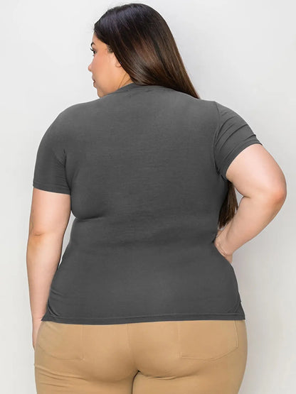 Camiseta básica Bae de escote en V alto y bajo en talla grande